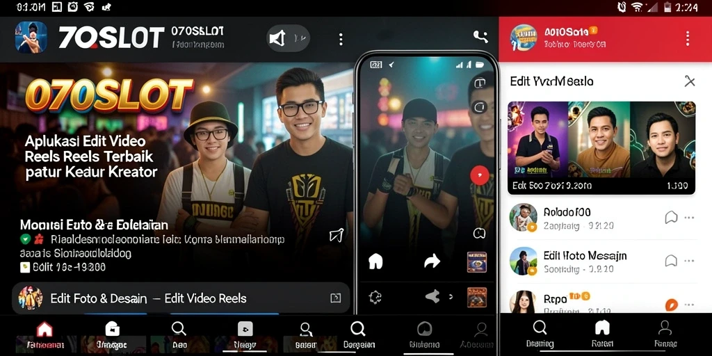 Antarmuka pengguna intuitif 070SLOT saat mengedit video reels.