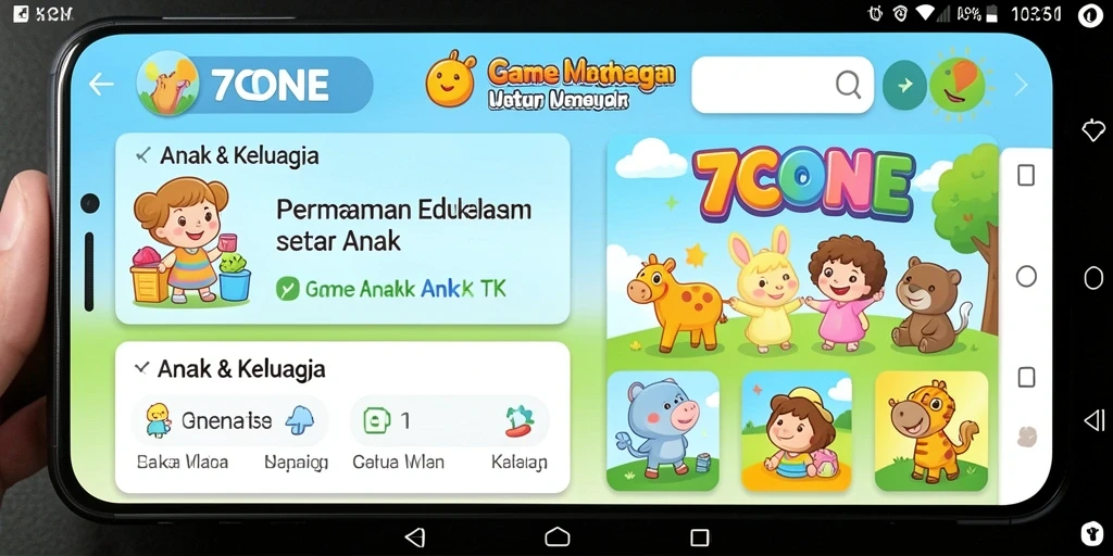 Tampilan antarmuka aplikasi 7CONE yang ramah anak.
