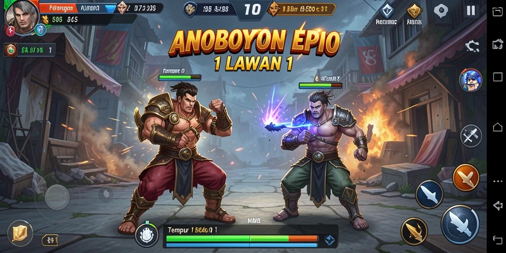 Tampilan antarmuka ANOBOYTOTO yang menarik saat pertarungan 1 Lawan 1.