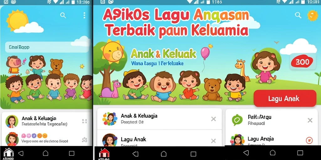 Tampilan antarmuka aplikasi Lagu Anak ASIA200 dengan fitur menyenangkan.