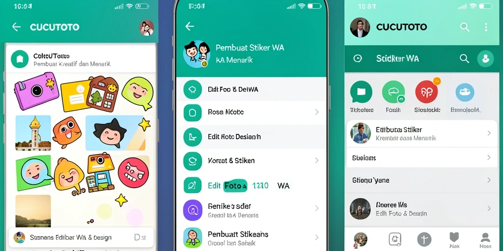 Tampilan utama aplikasi CUCUTOTO untuk membuat stiker WA.