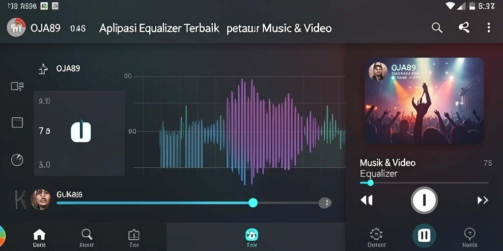 Antarmuka aplikasi OJA89 yang menampilkan fungsi Equalizer.