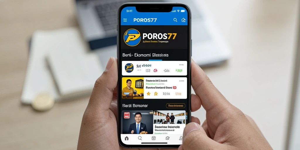 Antarmuka POROS77 yang menarik dan informatif untuk berita ekonomi.