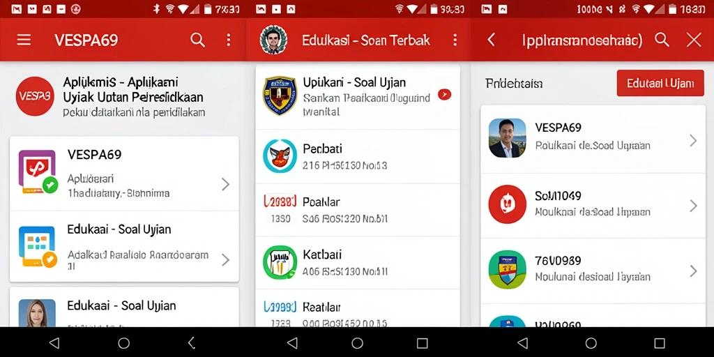 Antarmuka aplikasi VESPA69 dengan fitur soal ujian yang interaktif.